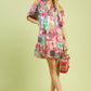 Umgee Watercolor Floral Dress - Babydoll Style - MegaSuperStar