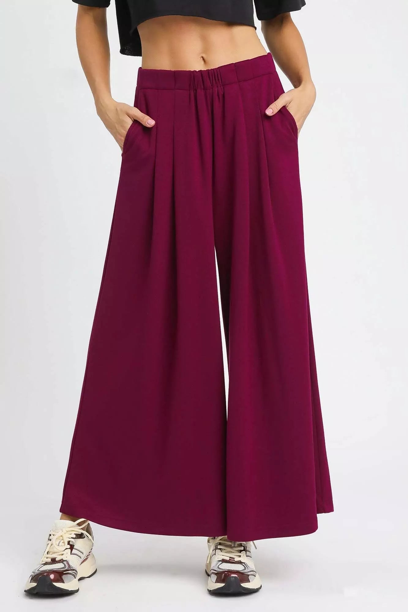 Umgee Wide Leg Pants with Pockets - MegaSuperStar
