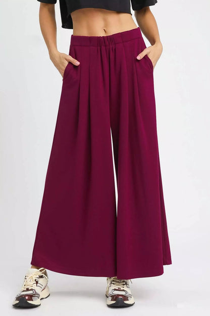 Umgee Wide Leg Pants with Pockets - MegaSuperStar