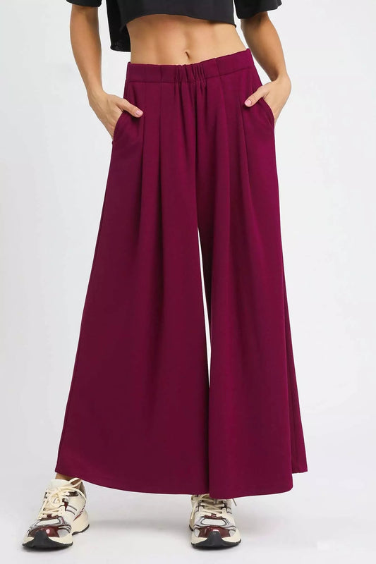 Umgee Wide Leg Pants with Pockets - MegaSuperStar