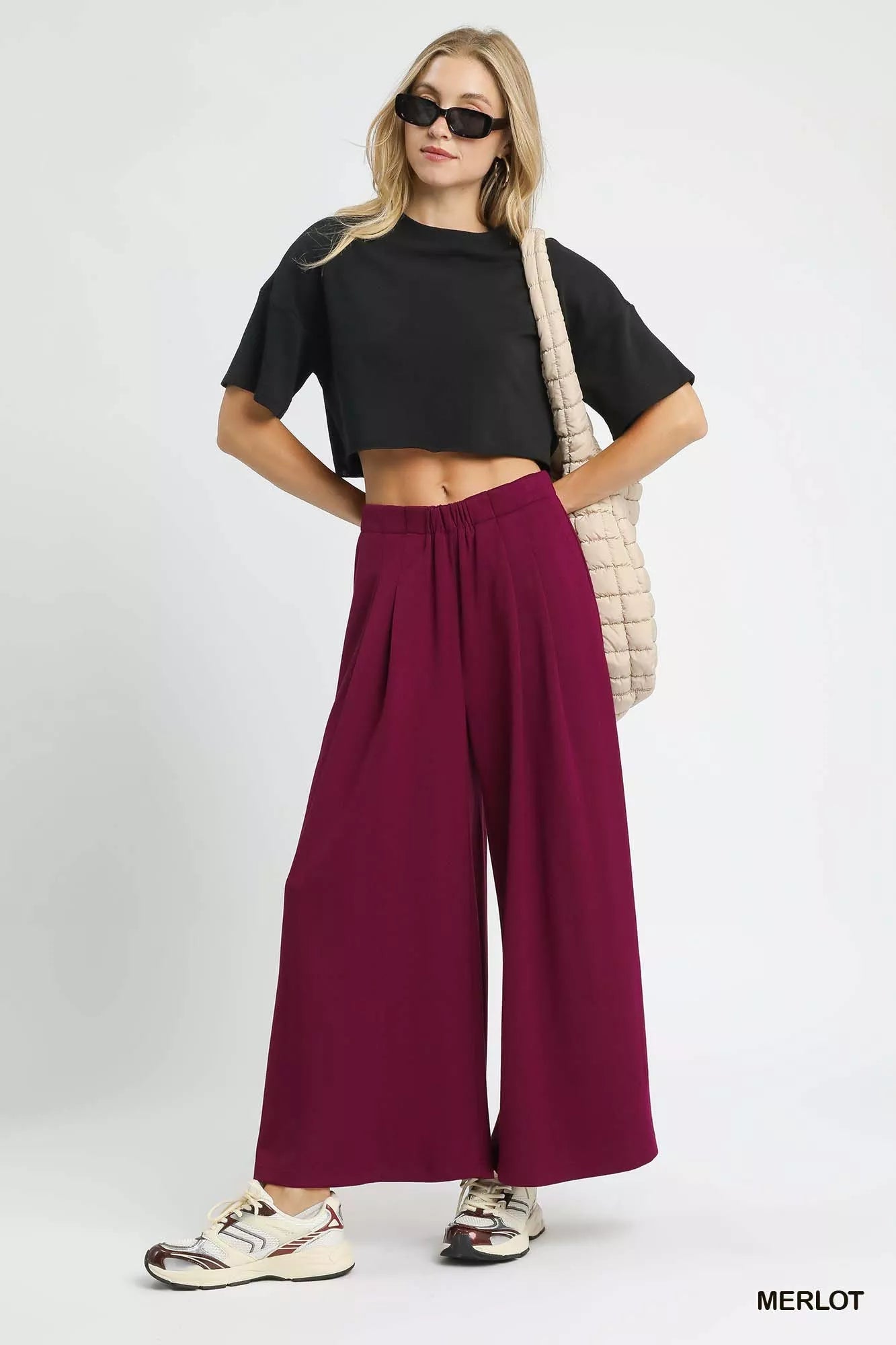 Umgee Wide Leg Pants with Pockets - MegaSuperStar