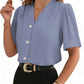 V - Neck Button - Down Shirt - MegaSuperStar