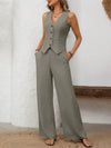 ✨ V-Neck Vest and Wide Leg Pants Set for Effortless Style ✨ thumbnail