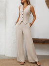 ✨ V-Neck Vest and Wide Leg Pants Set for Effortless Style ✨ thumbnail