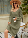 V-Neck Long Sleeve Sweater Dress thumbnail