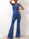 ✨ V-Neck Denim Jumpsuit - Stylish Sleeveless Design for Effortless Fashion ✨ thumbnail