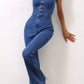 V - Neck Sleeveless Denim Jumpsuit - MegaSuperStar