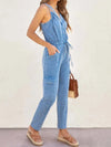 💕 V-Neck Sleeveless Denim Jumpsuit 💕 thumbnail