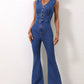 V - Neck Sleeveless Denim Jumpsuit - MegaSuperStar