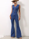 ✨ V-Neck Denim Jumpsuit - Stylish Sleeveless Design for Effortless Fashion ✨ thumbnail