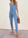💕 V-Neck Sleeveless Denim Jumpsuit 💕 thumbnail