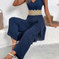 V - Neck Wide Leg Jumpsuit - MegaSuperStar