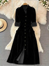 Velvet Button-Down Midi Dress thumbnail