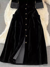 Velvet Button-Down Midi Dress thumbnail