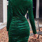 Velvet Cowl Neck Ruched Bodycon Dress - MegaSuperStar