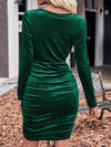 💕 Velvet Cowl Neck Bodycon Dress with Ruched Details 💕 thumbnail