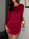 Velvet Floral Bodycon Mini Dress thumbnail