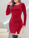 Velvet Floral Bodycon Mini Dress thumbnail