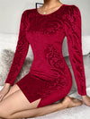 Velvet Floral Bodycon Mini Dress thumbnail