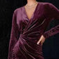 Velvet Ruched Slit Midi Dress - MegaSuperStar