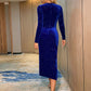 Velvet Ruched Slit Midi Dress - MegaSuperStar