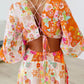 🌸 Vibrant Floral Long Sleeve Dress with Lace - Up Back 🌸 - MegaSuperStar