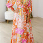 🌸 Vibrant Floral Long Sleeve Dress with Lace - Up Back 🌸 - MegaSuperStar