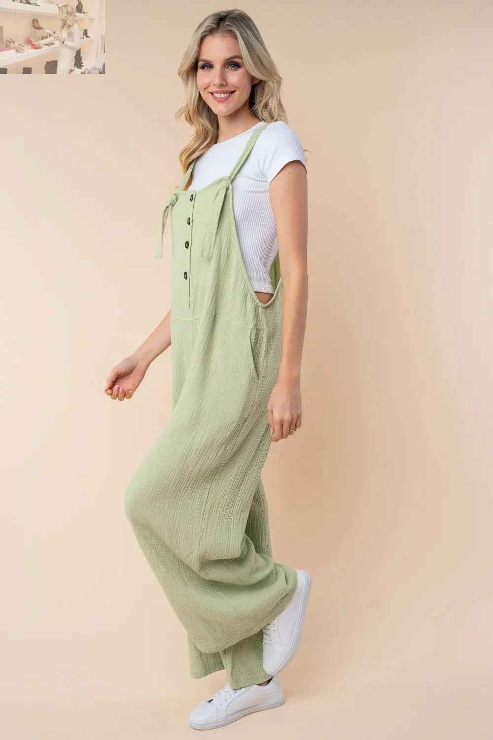 White Birch Jumpsuit - Sleeveless Wide Leg Design for Effortless Style - MegaSuperStar