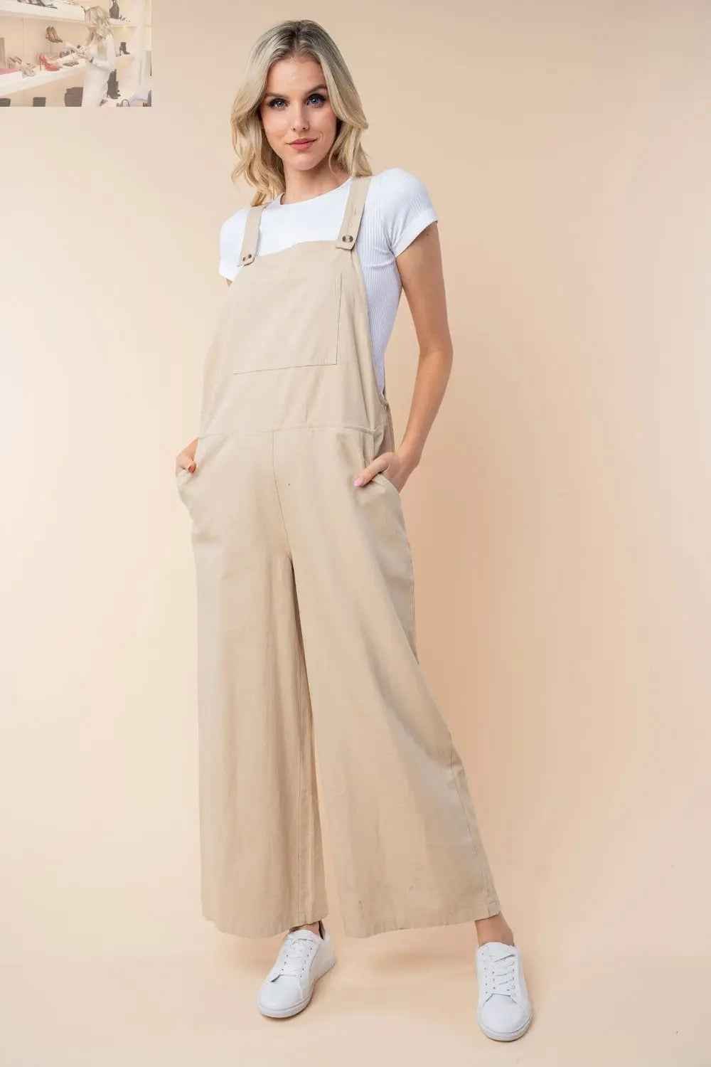 White Birch Sleeveless Jumpsuit - Effortless Style in Wide Leg Design - MegaSuperStar
