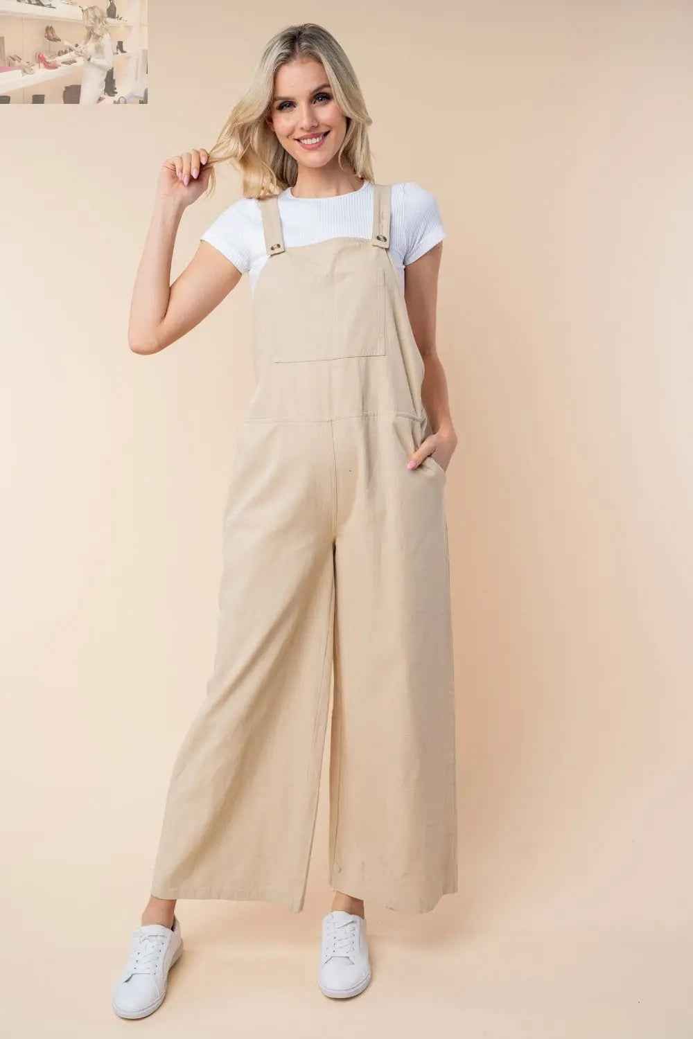 White Birch Sleeveless Jumpsuit - Effortless Style in Wide Leg Design - MegaSuperStar
