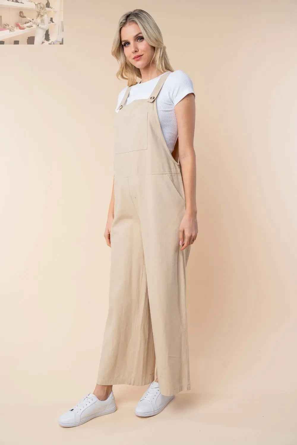 White Birch Sleeveless Jumpsuit - Effortless Style in Wide Leg Design - MegaSuperStar