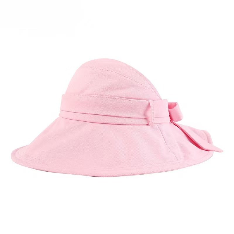 Wide Brim Sun Visor Hat with Ribbon - MegaSuperStar