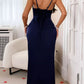 Wide Strap Satin Maxi Dress - MegaSuperStar