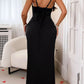 Wide Strap Satin Maxi Dress - MegaSuperStar