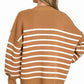 Zenana Exposed Seam Striped Oversized Sweater - MegaSuperStar