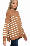 💖 Zenana Exposed Seam Striped Oversized Sweater 💖 thumbnail
