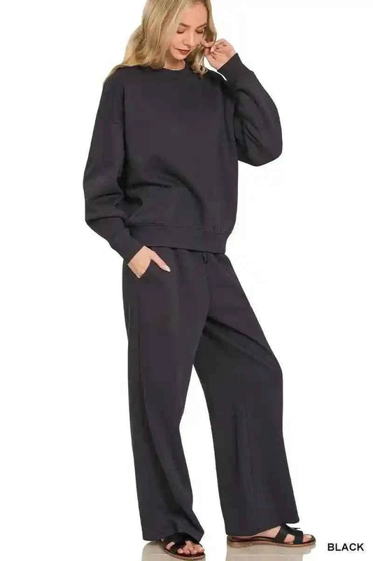 Zenana Fleece Lounge Set - Long Sleeve Top and Sweatpants for Ultimate Comfort - MegaSuperStar