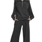 Zenana High Neck Pullover Pants Set - Ribbed Half Zip Design for Stylish Comfort - MegaSuperStar