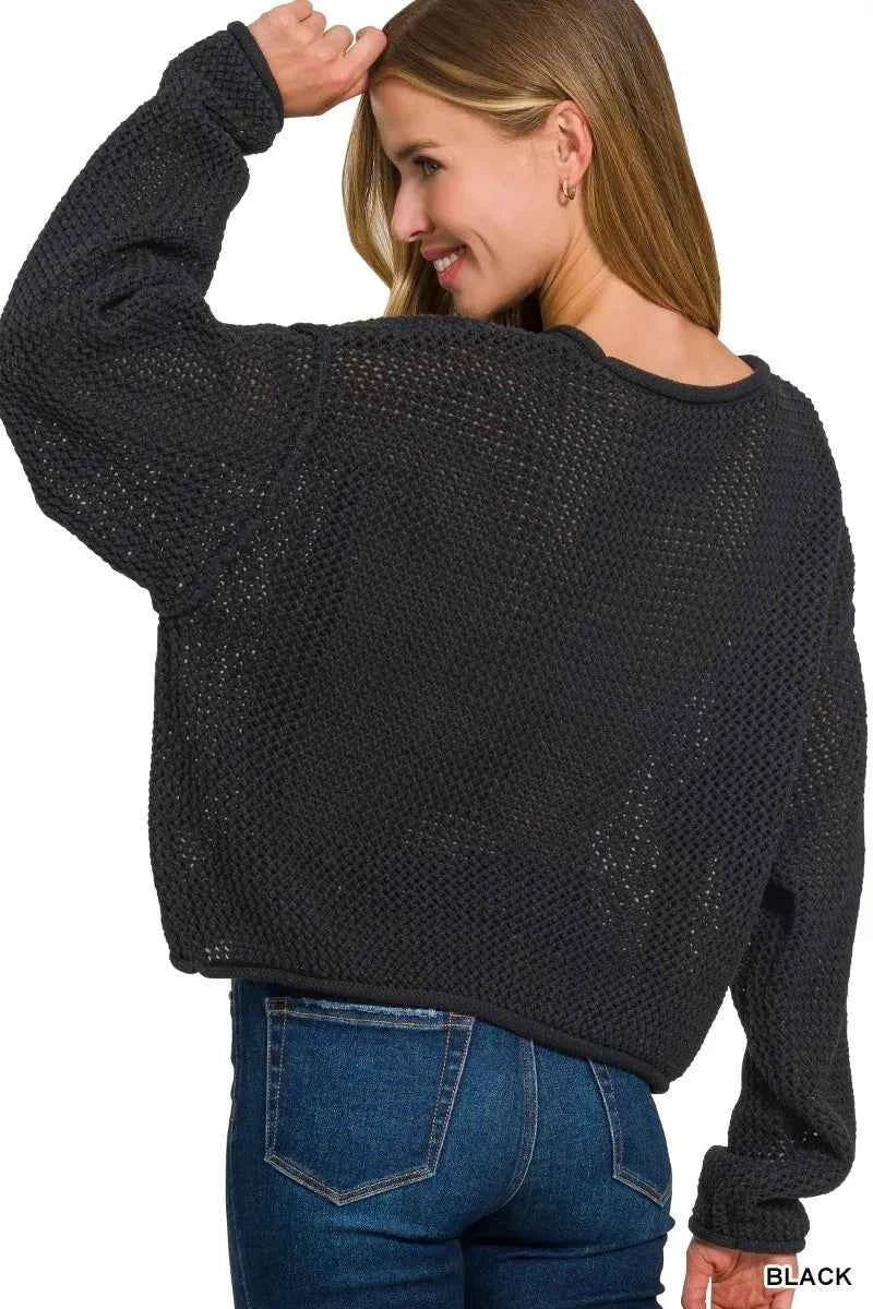 Zenana Knit Top with Textured Drop Shoulders for Effortless Style - MegaSuperStar
