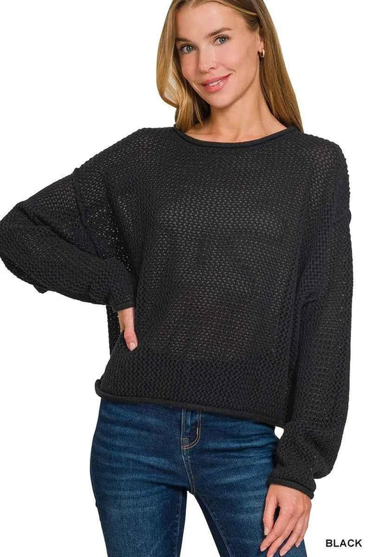 Zenana Knit Top with Textured Drop Shoulders for Effortless Style - MegaSuperStar