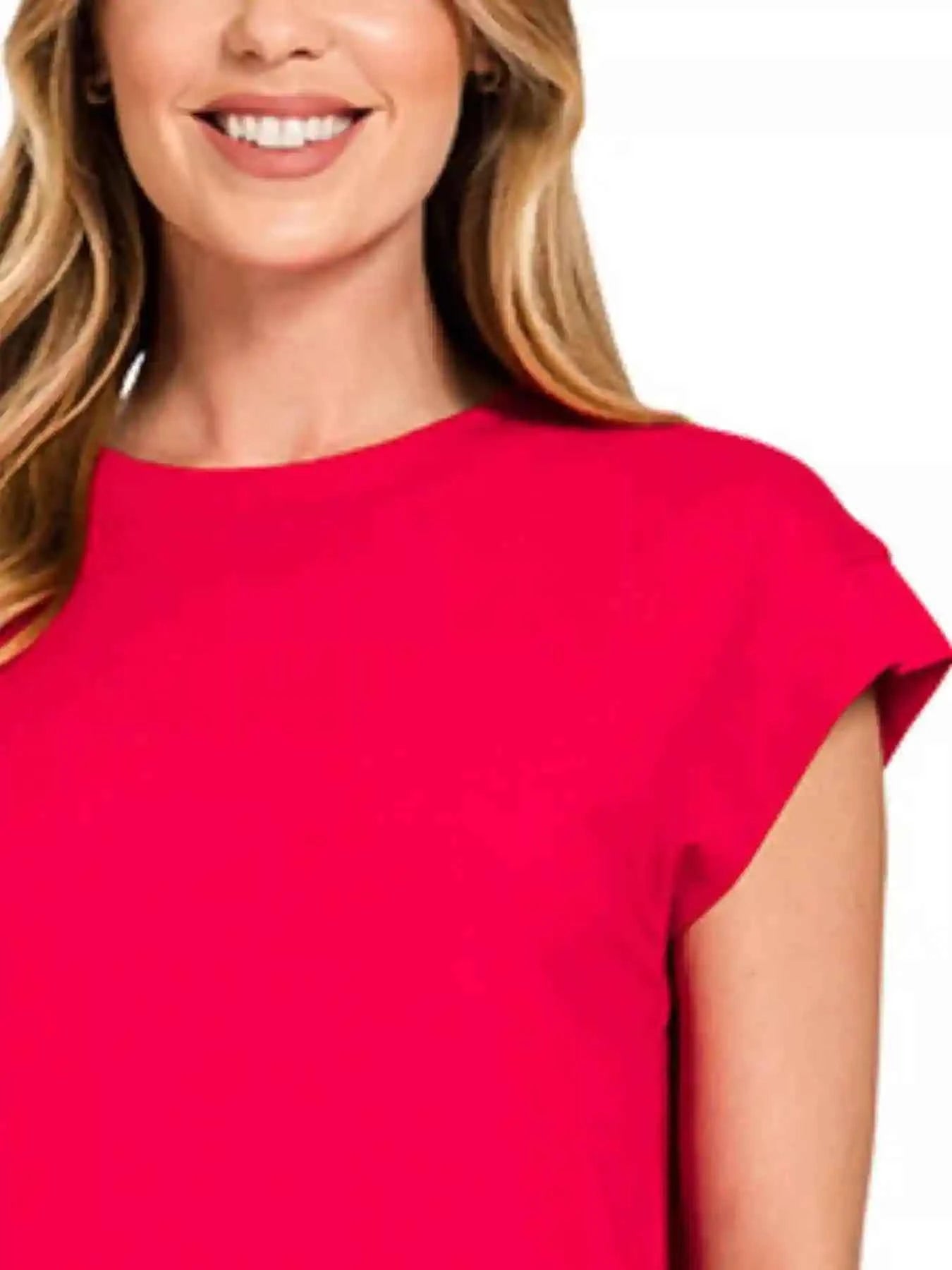 Zenana Midi Dress with Round Neck and Side Slit - Perfect for Every Occasion - MegaSuperStar