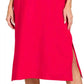 Zenana Midi Dress with Round Neck and Side Slit - Perfect for Every Occasion - MegaSuperStar