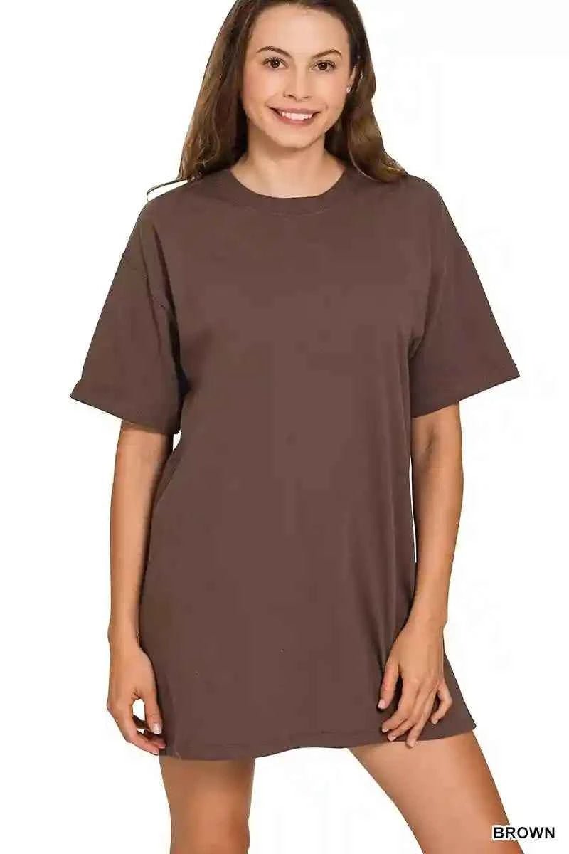 Zenana Mini Tee Dress Short Sleeve for Effortless Style - MegaSuperStar