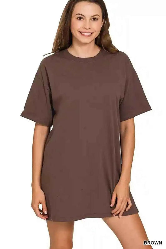 Zenana Mini Tee Dress Short Sleeve for Effortless Style - MegaSuperStar
