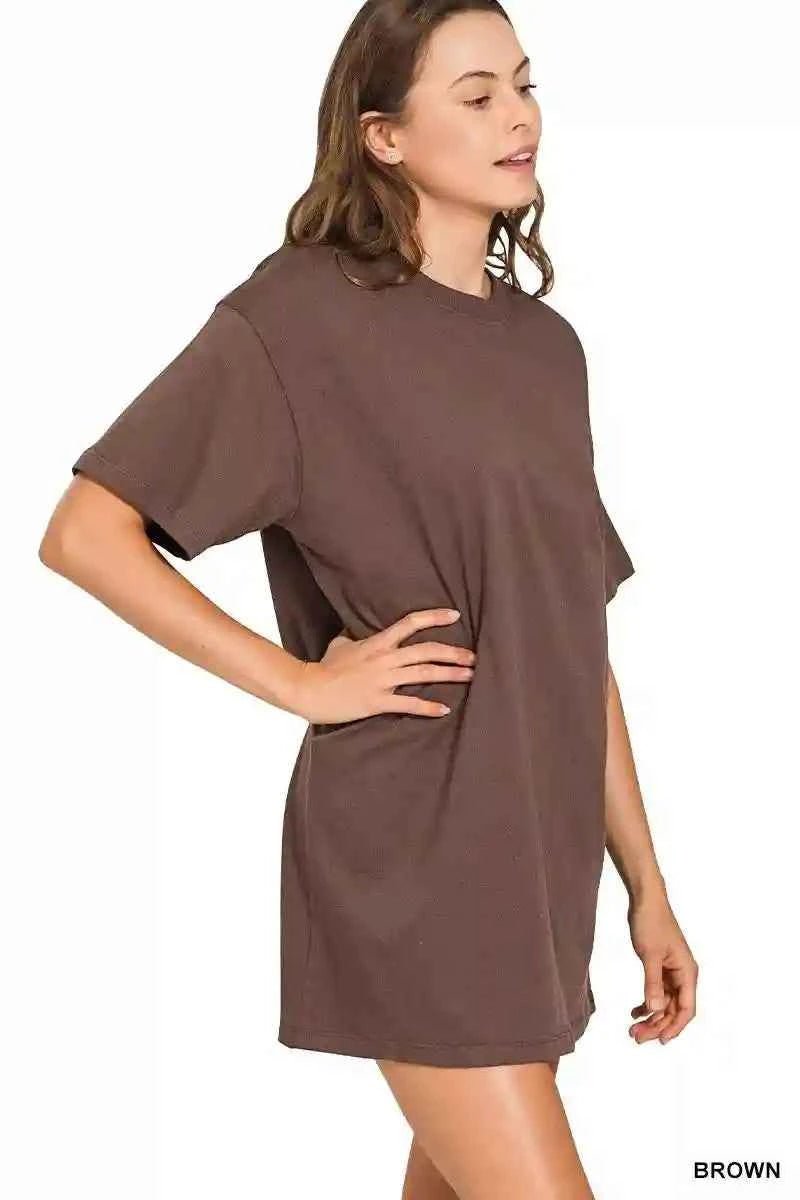 Zenana Mini Tee Dress Short Sleeve for Effortless Style - MegaSuperStar