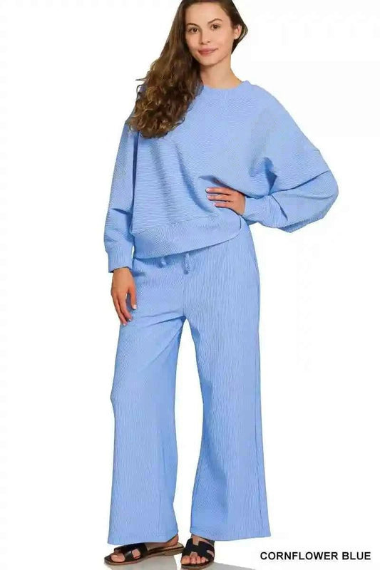 Zenana Ribbed Pullover and Pants Set for Ultimate Comfort and Style - MegaSuperStar