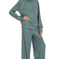 Zenana Ribbed Pullover and Pants Set with High Neck and Half Zip - MegaSuperStar
