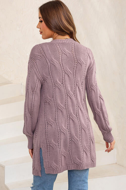 Cable-Knit Dropped Shoulder Cardigan - MegaSuperStar