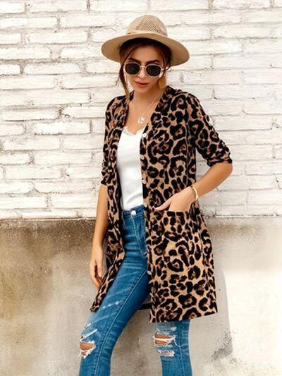 Leopard Button Up Long Sleeve Cardigan