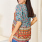 Double Take Bohemian Tassel Tie Puff Sleeve Babydoll Blouse